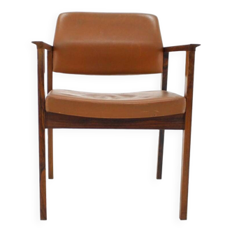 Chaise d'appoint ou de bureau en cuir palissandre des années 1960, Danemark