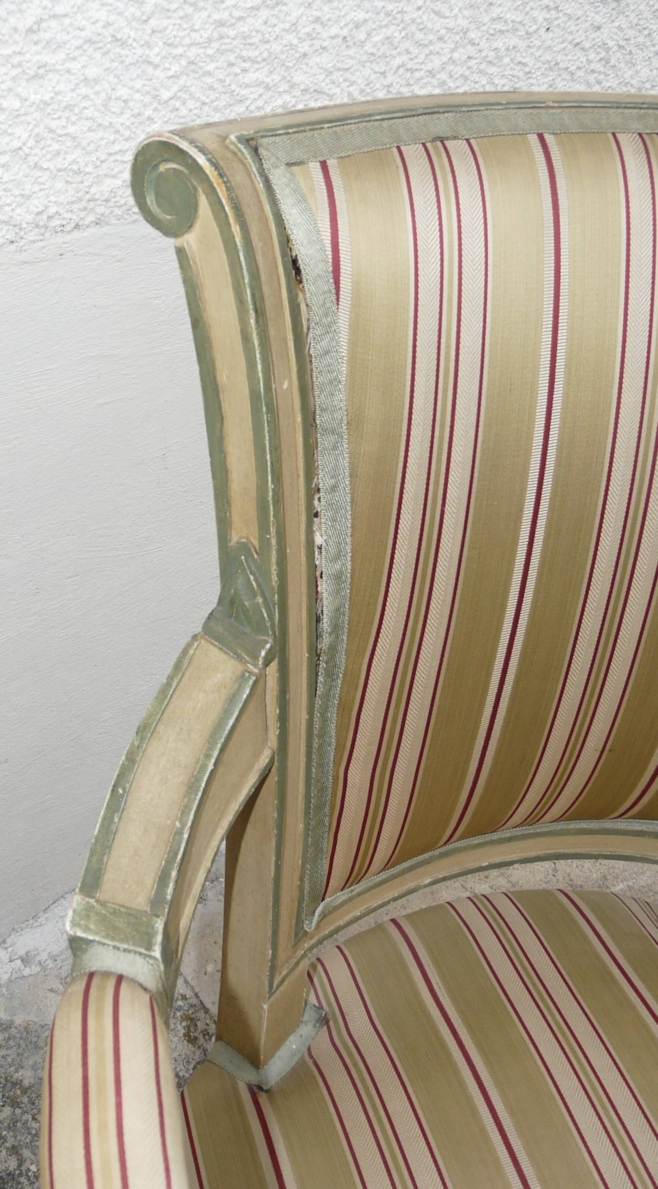 Pair of Directoire style cabriolet armchairs