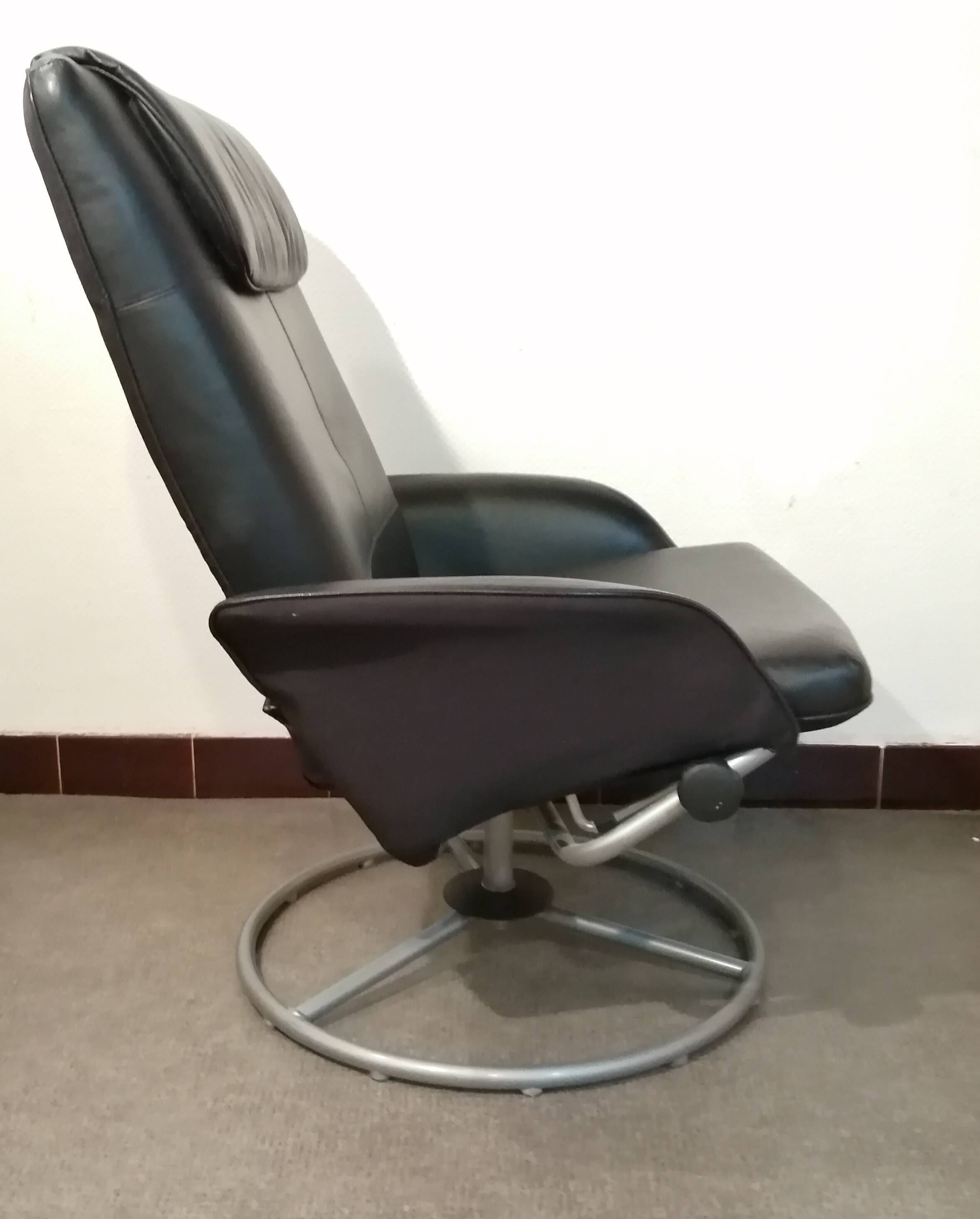 Designer armchair in vintage leather model Malung Ikea 1999