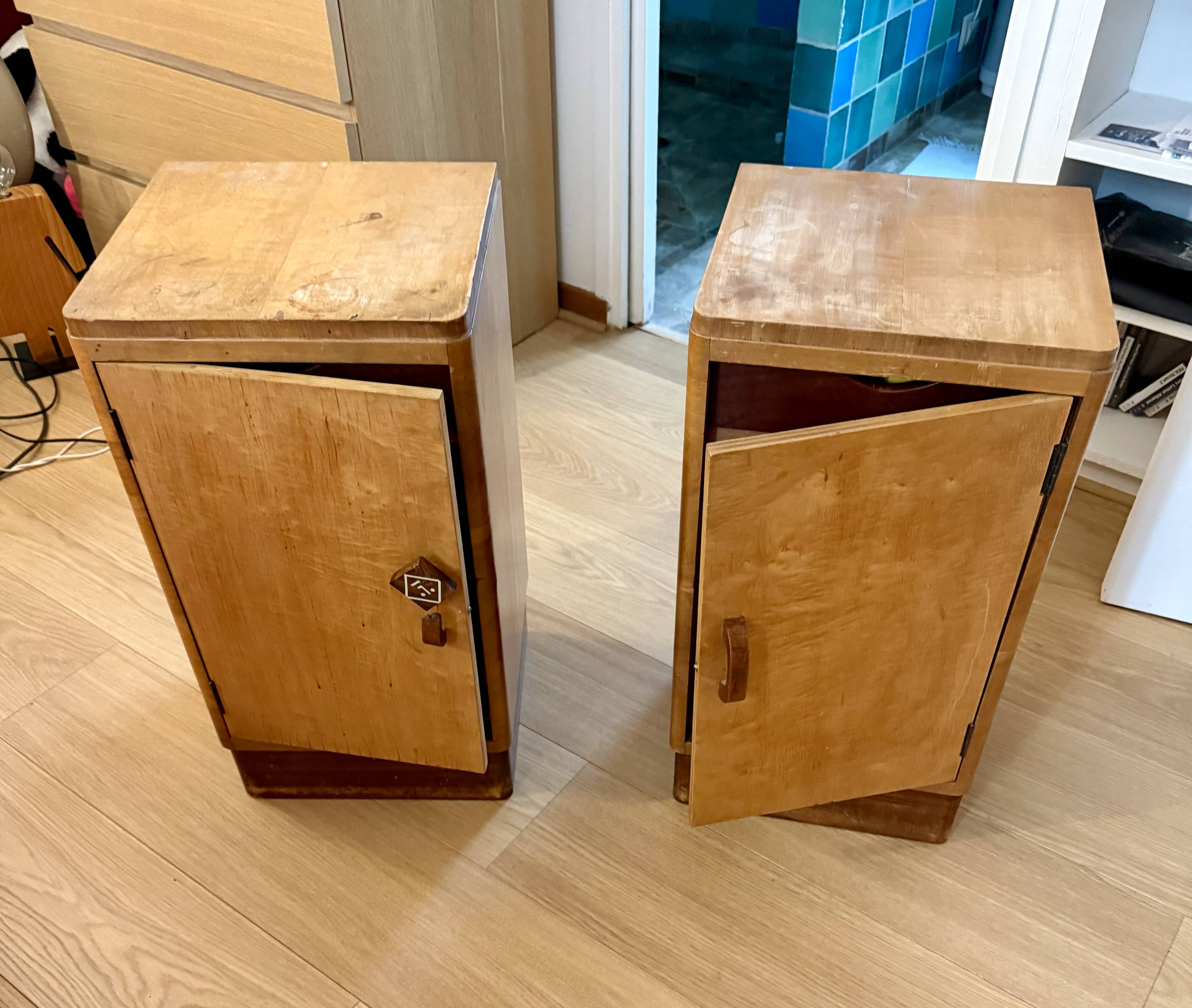 Set of two bedside tables from the 1940s.