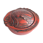 Takaoka Shikki lacquerware seabream bonbonniere box, Japan 1920s