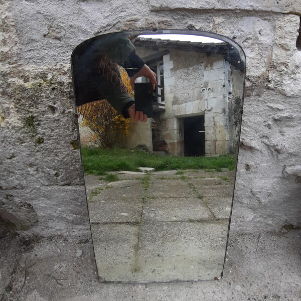 Miroir biseauté 68x38 fond bois