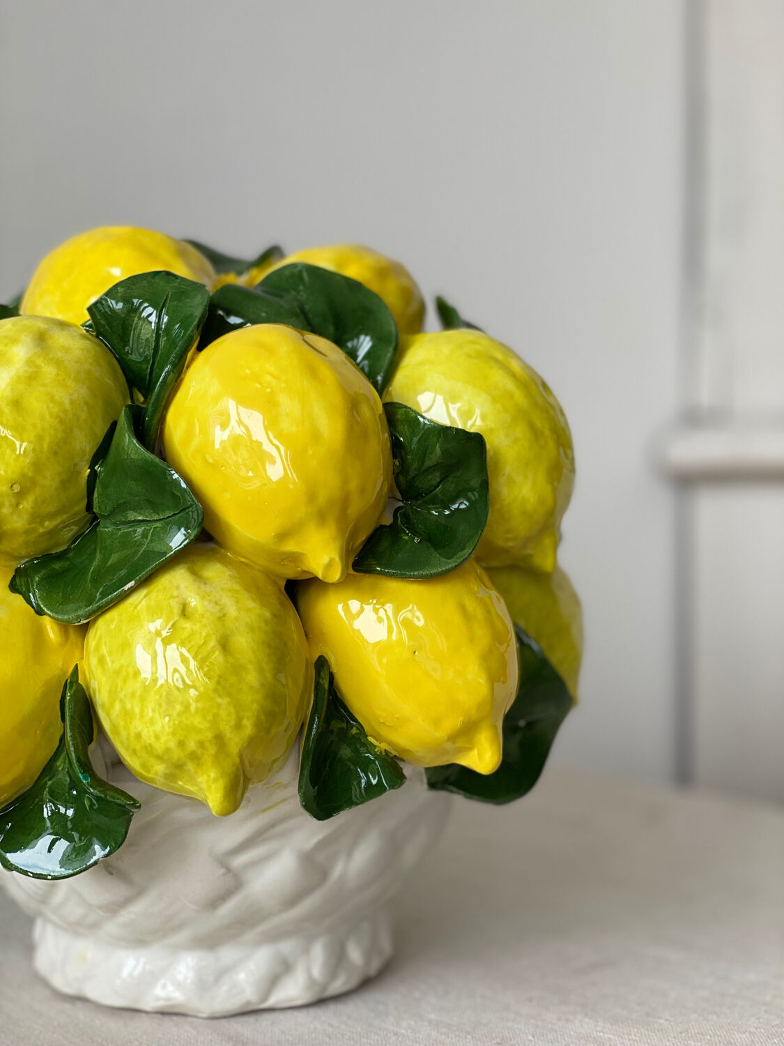 Barbotine trompe-l’œil panier de citrons