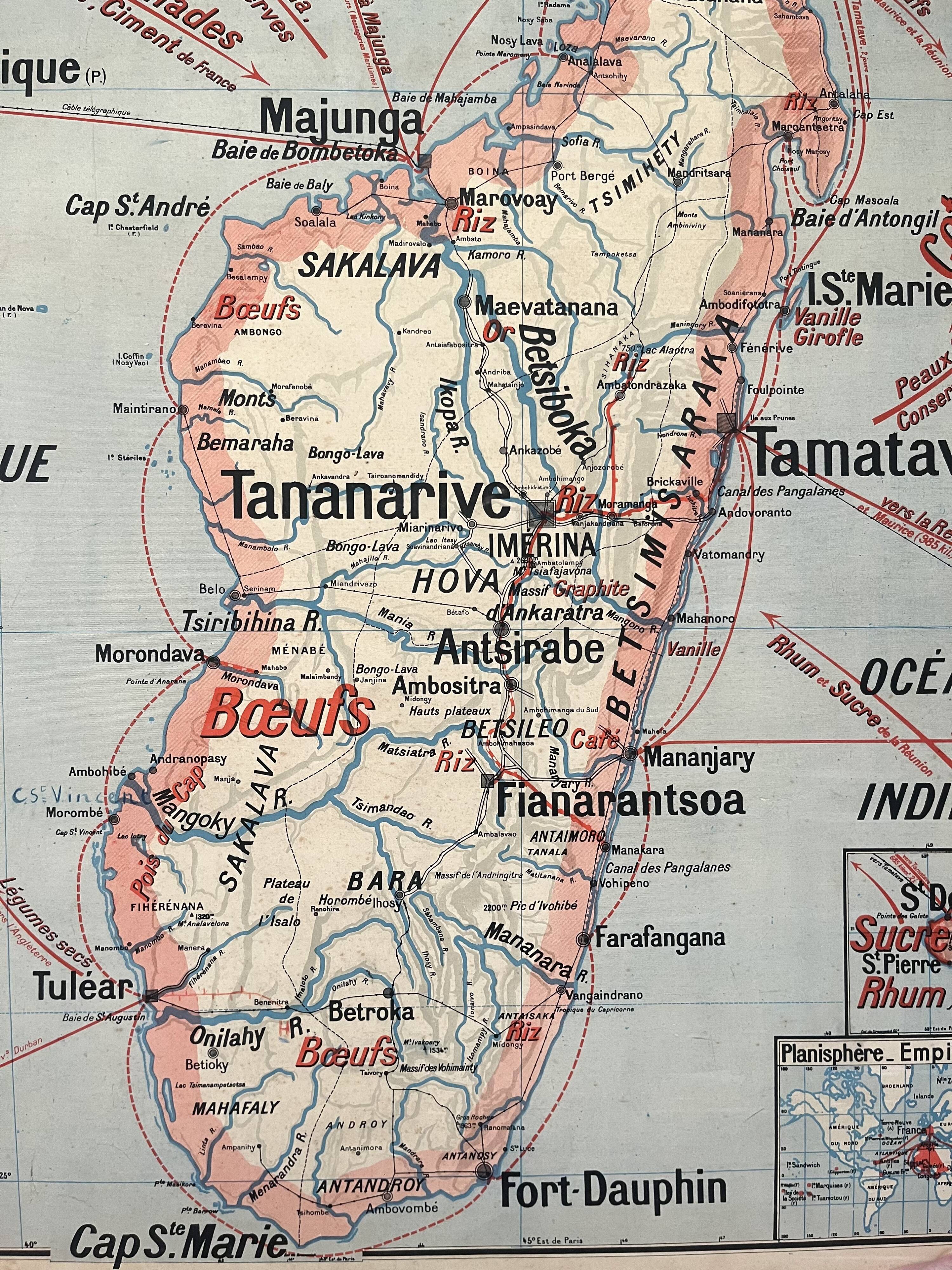 Old school map Vidal-Lablache 36, 1930, T46 – French Indochina