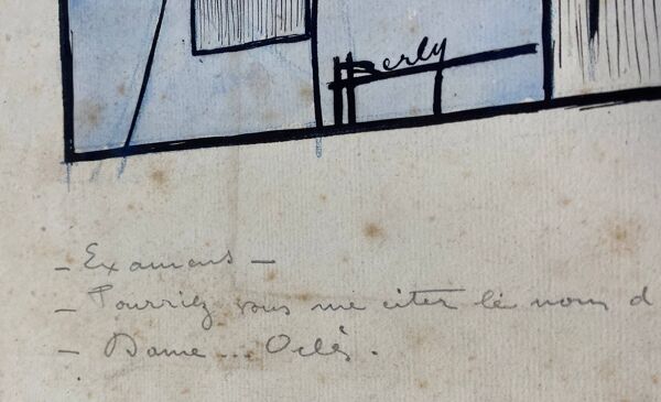 Paire de dessins humoristiques anciens Presse signés Dandurand et Berly