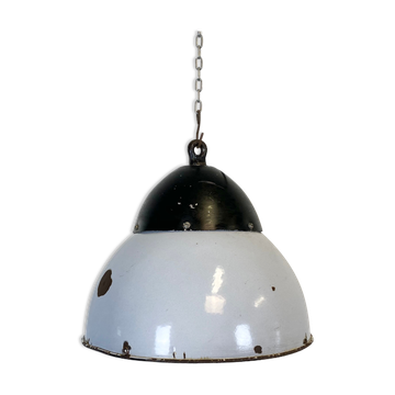 Vintage Grey Enamelled Hanging Lamp