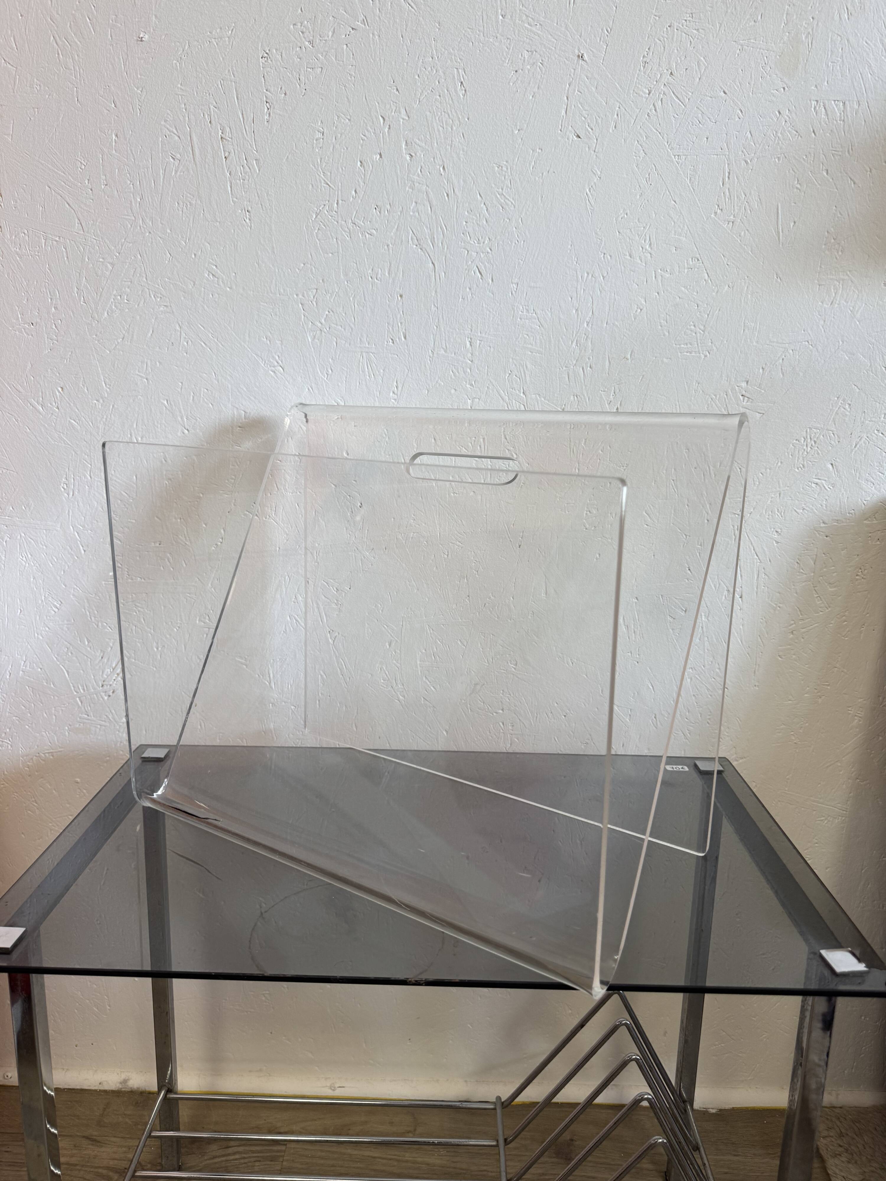 70s plexiglass magazine rack