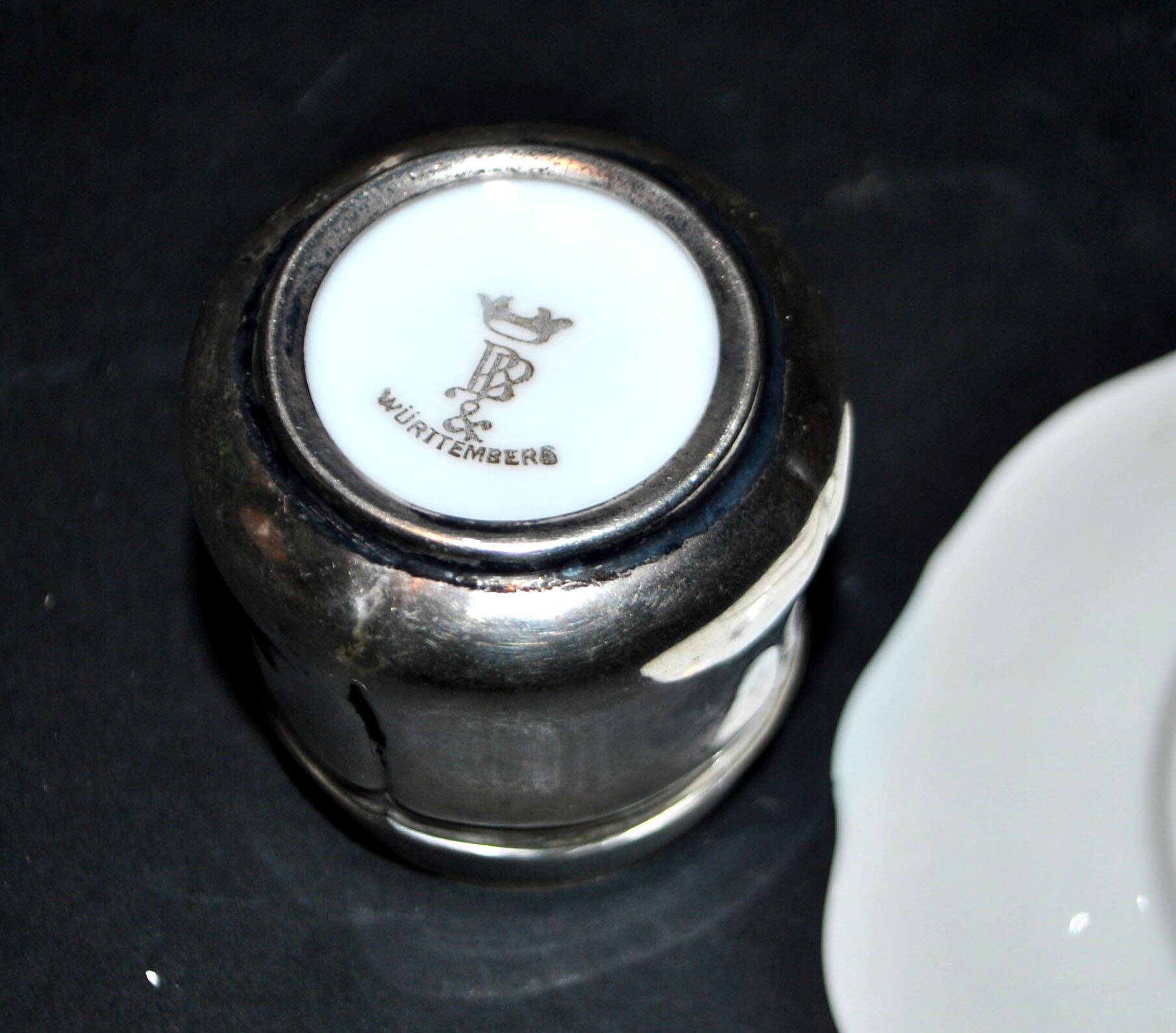 Precious cup in German porcelain and solid silver 835S BP Württemberg