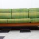 Green three seat sofa Teak frame
