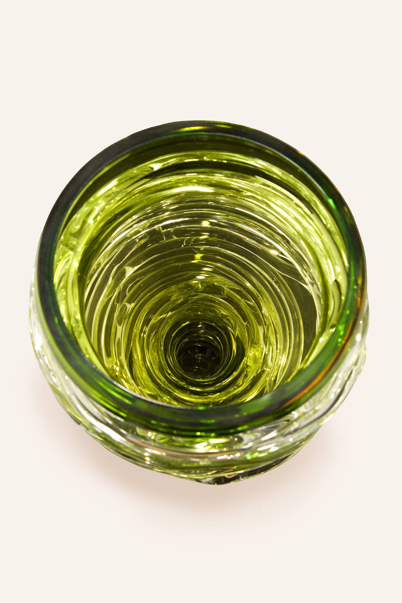 'Tamtam Honey' vase in crystal and green glass - Sem Schanzer (as l'Anverre