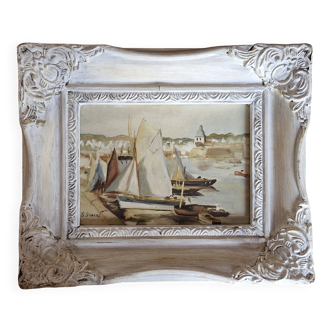 Peinture marine cadre bois