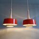 Pair of Scandinavian brushed aluminium pendants, 1960s