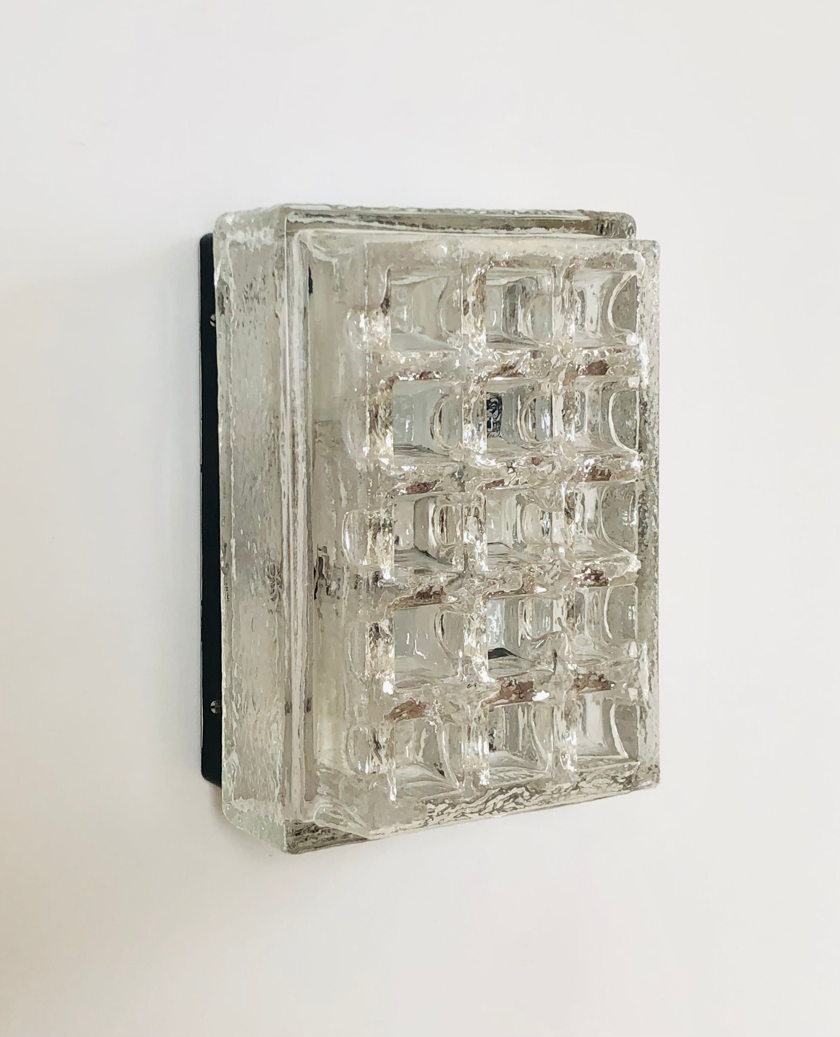 Rectangular embossed glass wall lamp from Limburg, Germany 1970