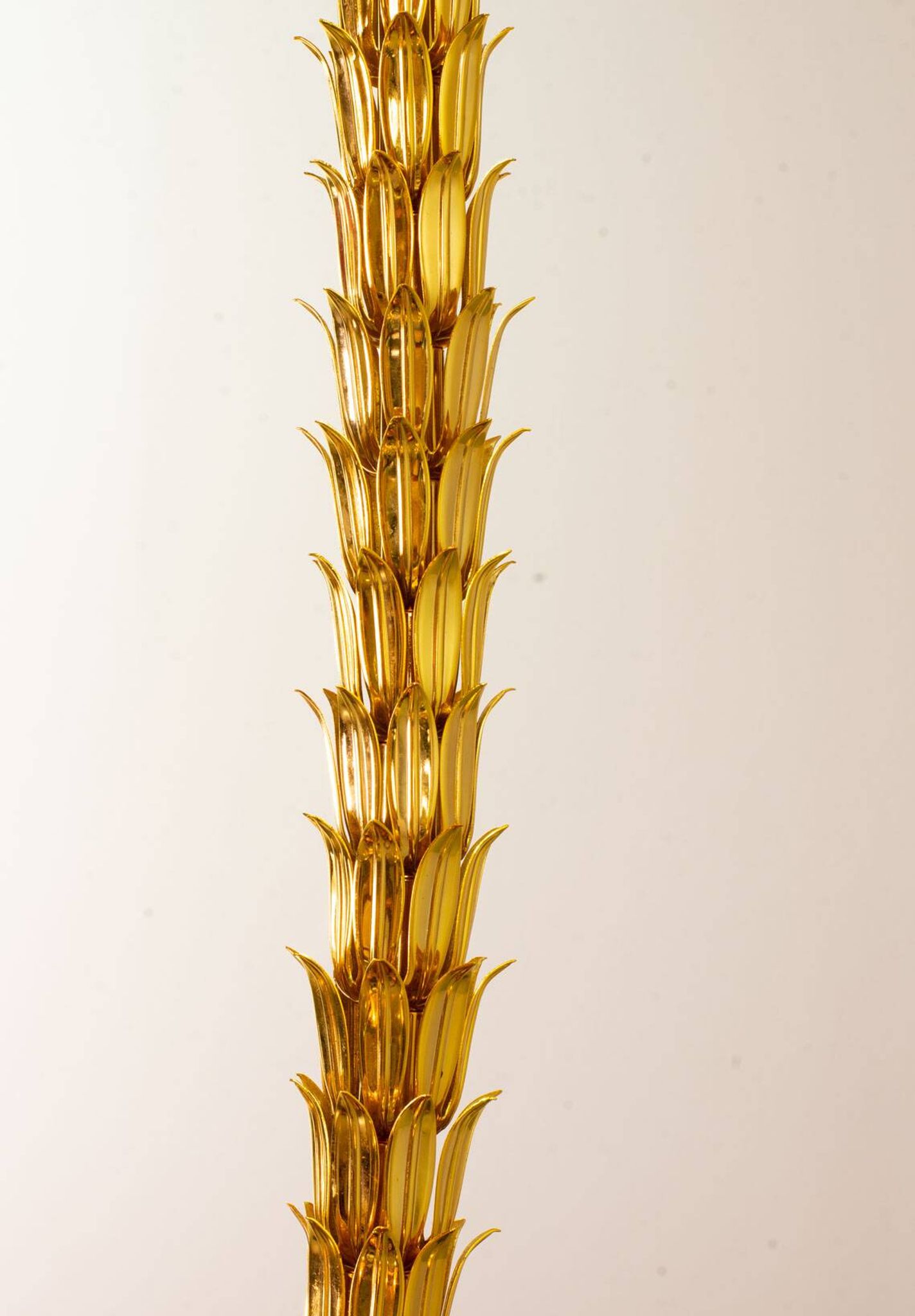 Exquisite Italian Golden Palm Tree Floor Lamp with 3 Sparkling Branches 70s