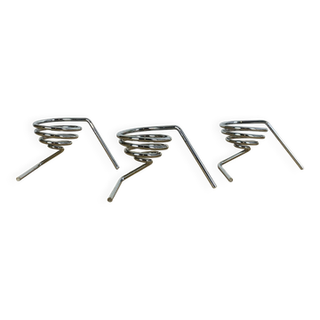 3 vintage stainless steel spring egg cups