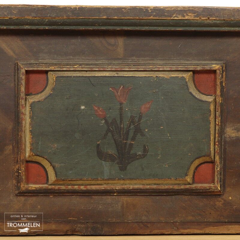 Antique Painted Folk art bridal chest