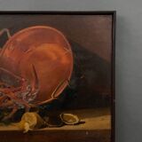 Oil on canvas still life with lobster early 20th century