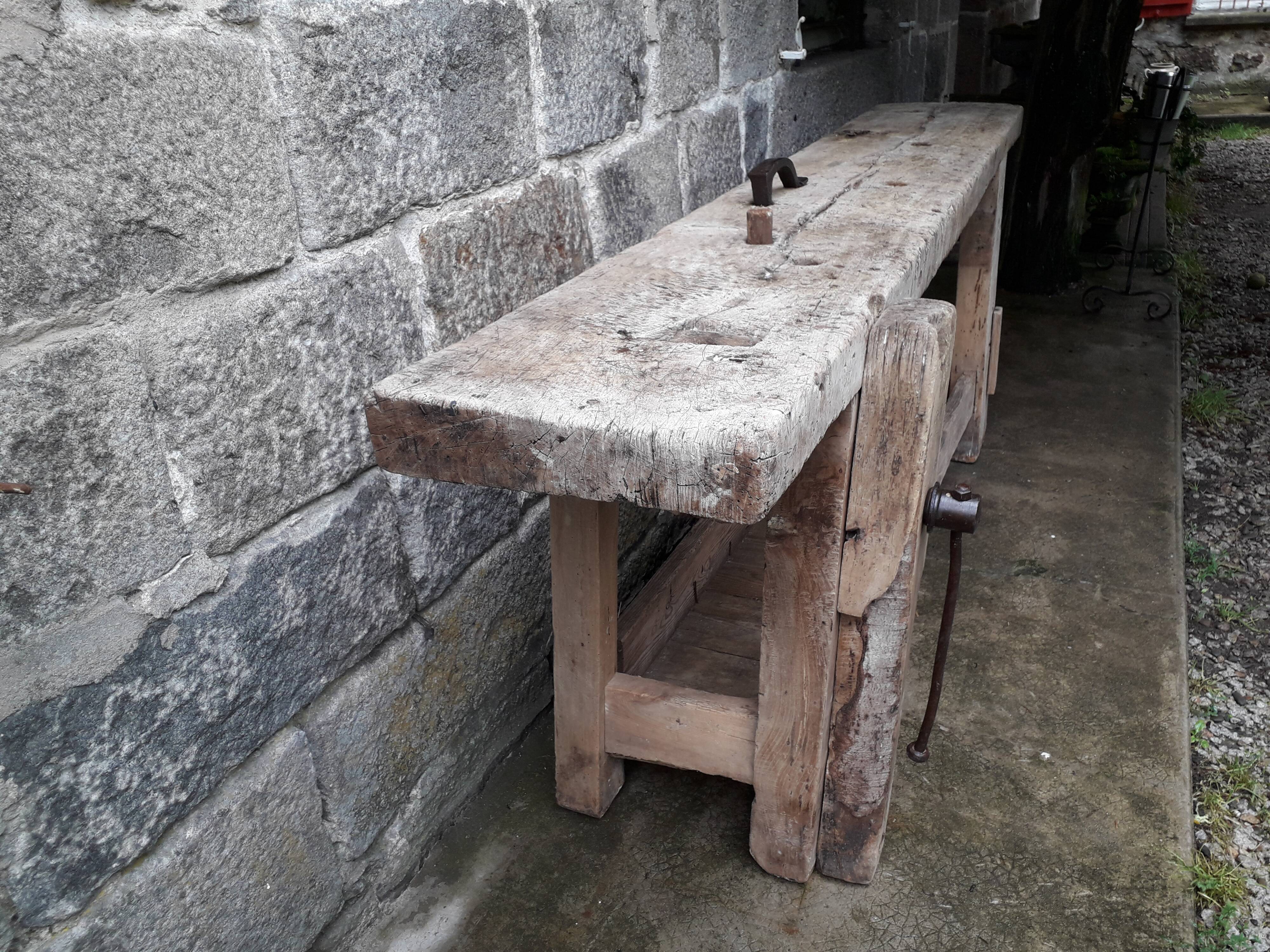 Old in solid beech workbench 237 cm