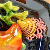 Large Vallauris slip dish 57x25 cm lobster fish