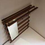 Vintage modernist wall coat holder with mirror, 1960s
