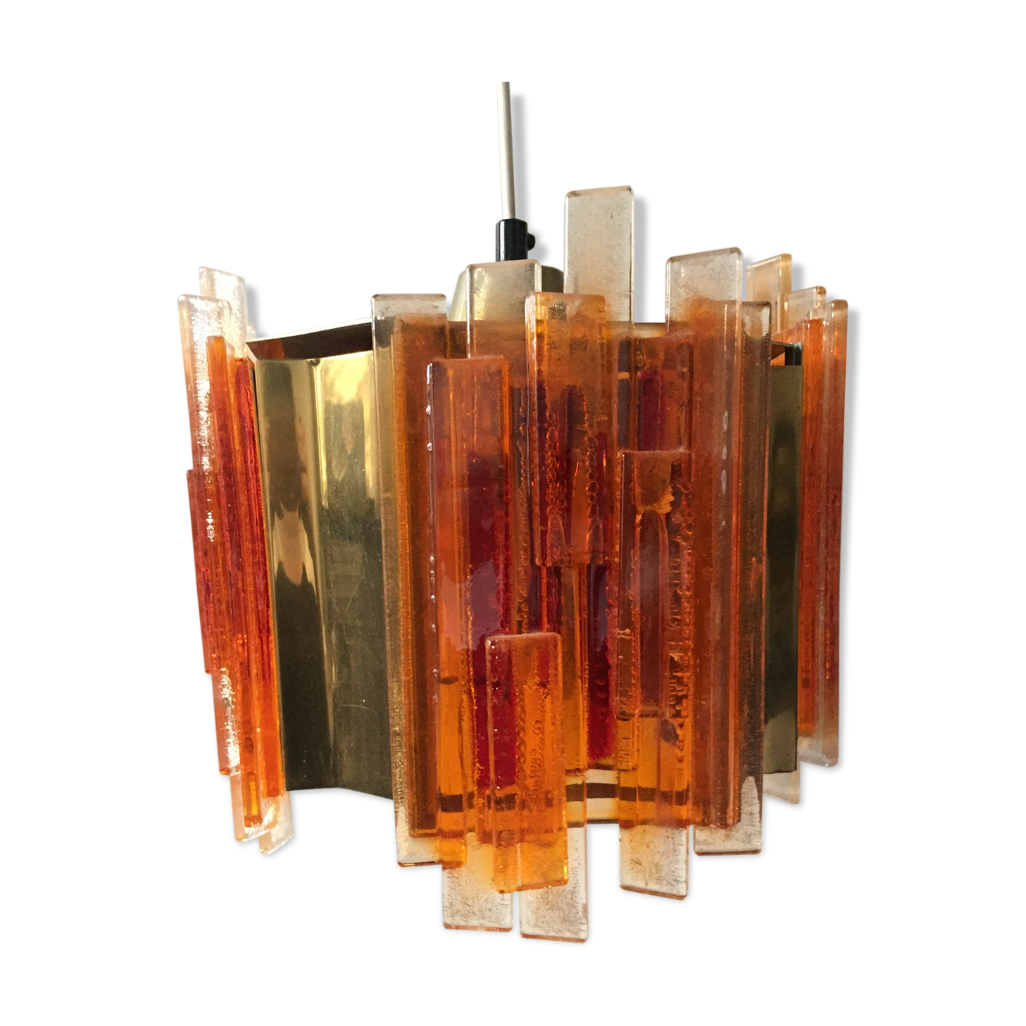 Claus Bolby brass plexiglas ceiling light