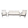 Ensemble canapé et ses deux fauteuils en palissandre