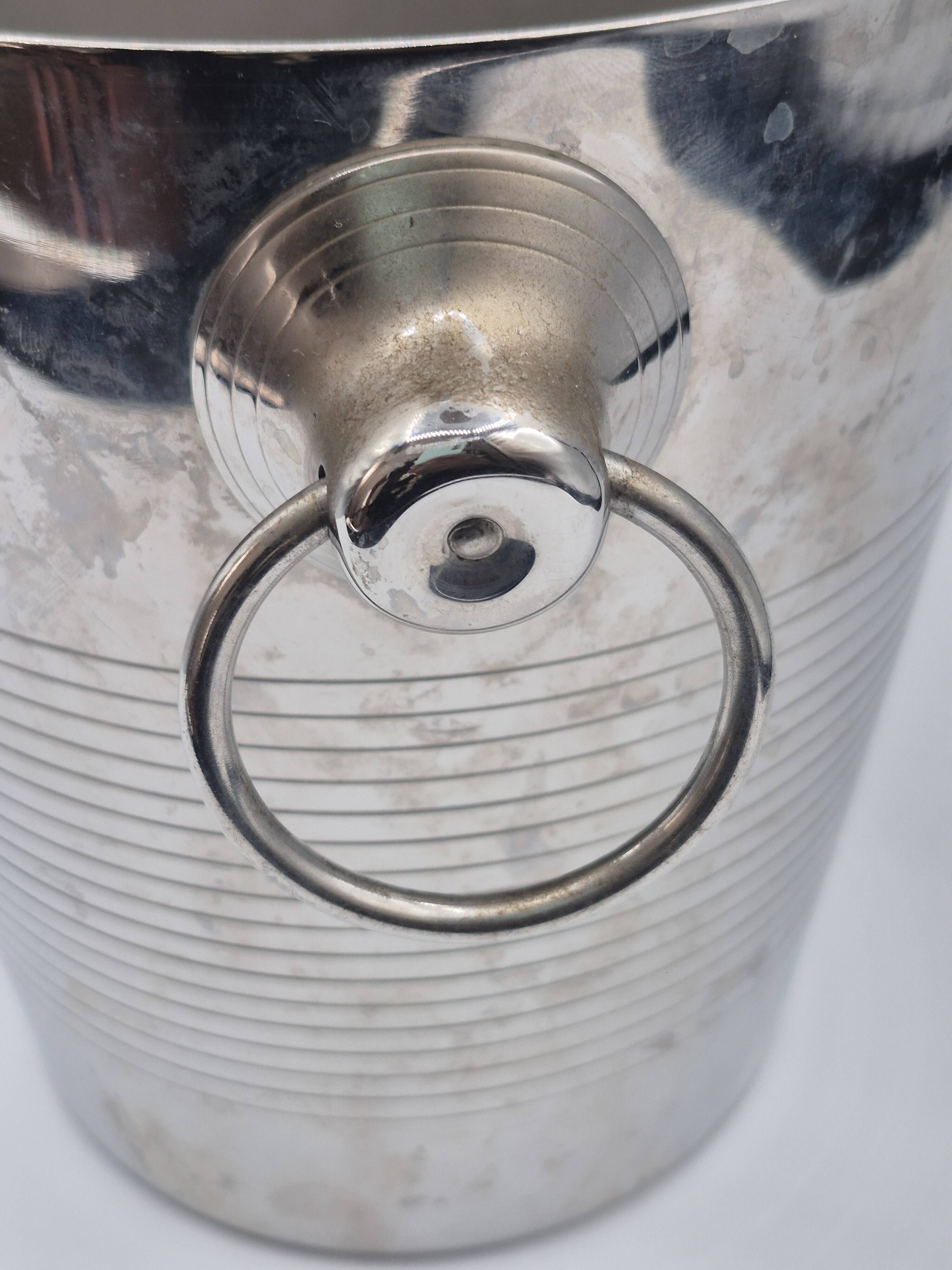 Vintage Létang Rémy champagne bucket in 18/10 stainless steel – ring handles – Fr