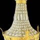 Large Montgolfiere chandelier in gilded bronze and faceted glass pendants