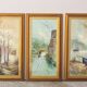 Paintings, oil on canvas, Moretti, 1970, set of 3