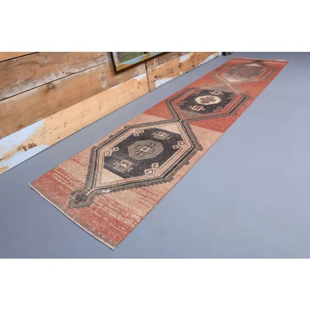 1970s Turkish Hand-Knotted Runner Rug 89x363