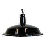 Industrial Black Enamel Factory Pendant Lamp, 1950s