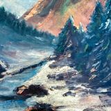 Alpine valley landscape in winter
