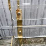 4 folding chairs garden style gilded metal structure and plexiglass slats