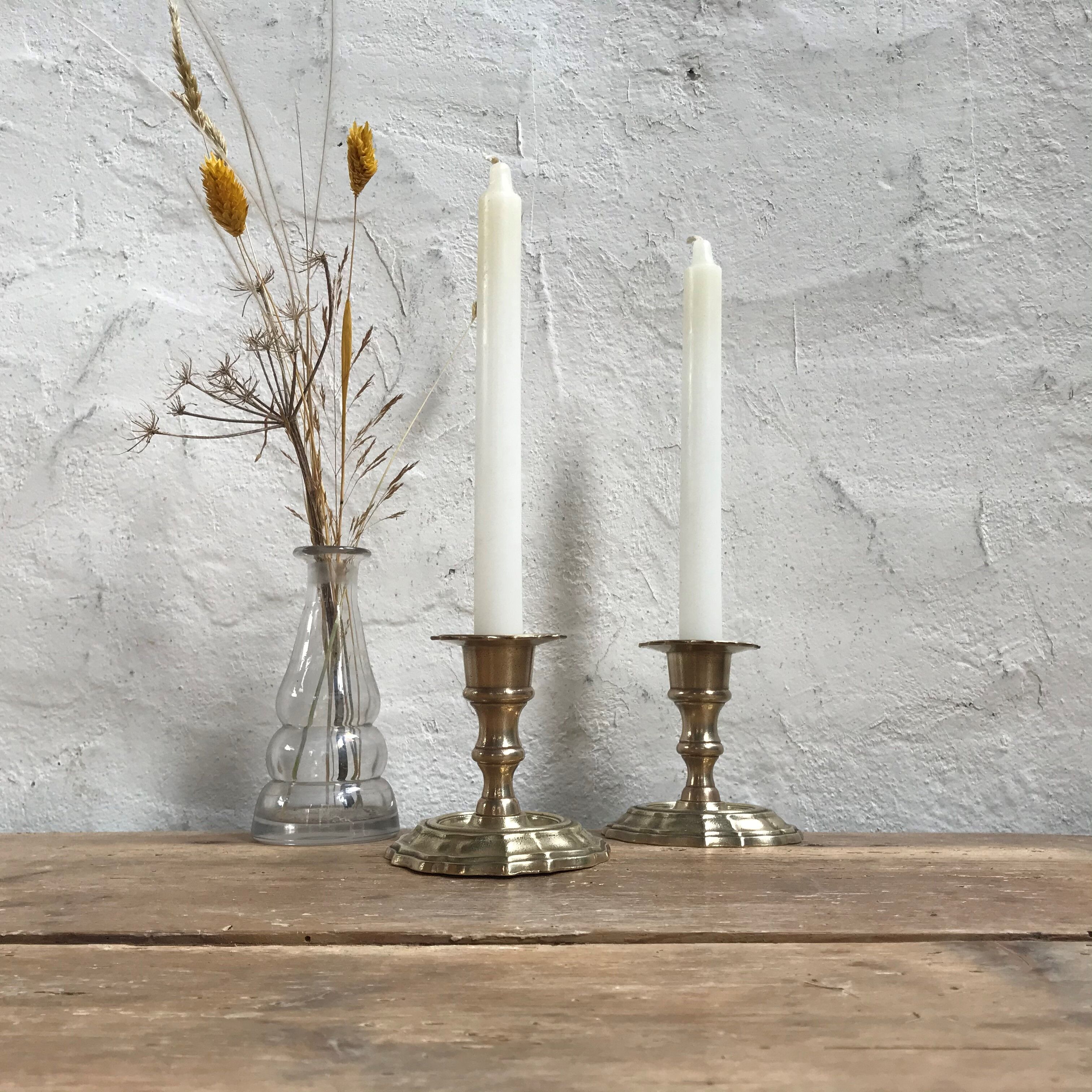 Pair of gold brass candlesticks