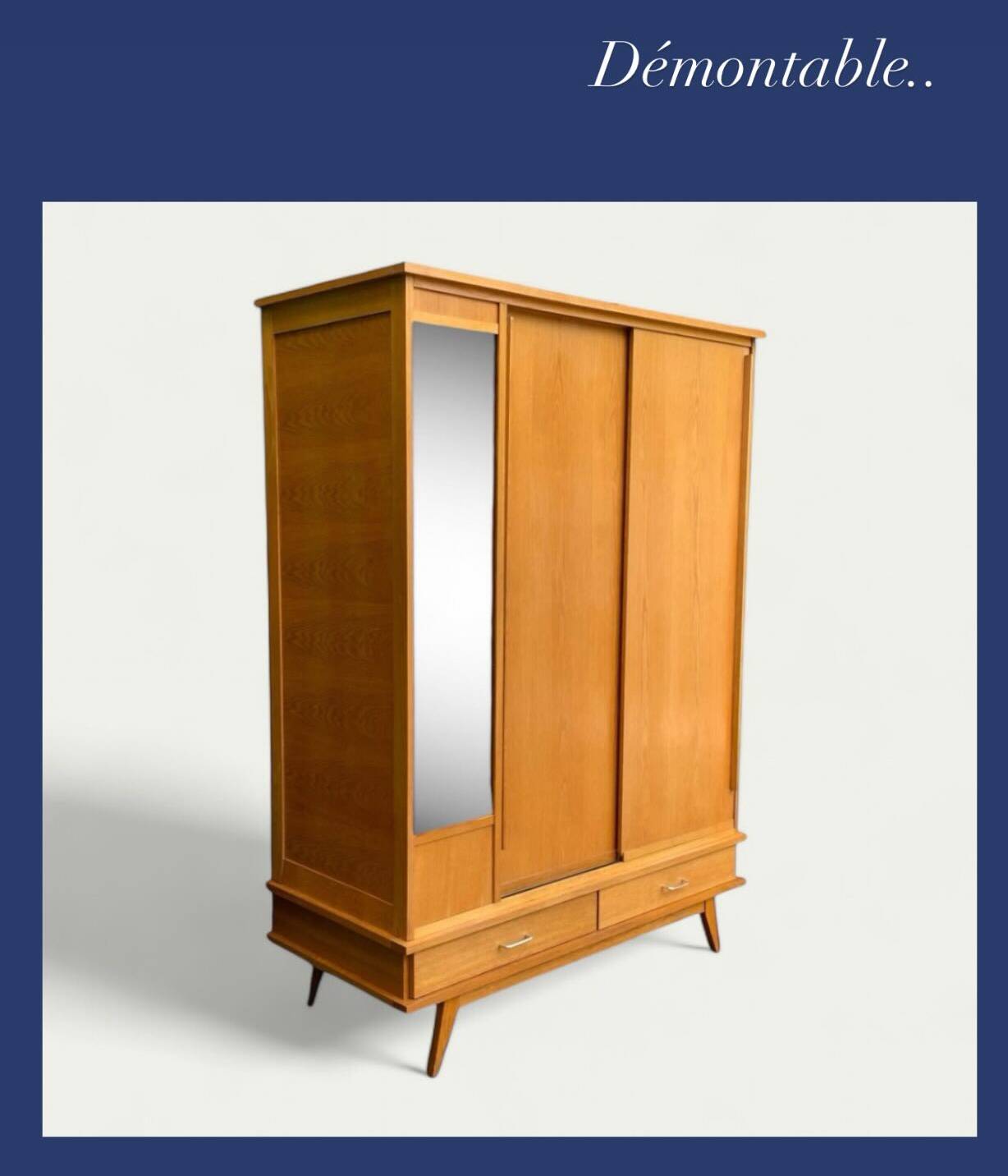 Vintage wardrobe with compass feet 1960