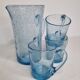 Orangeade service in bulled glass, a carafe and three glasses, Biot glassware