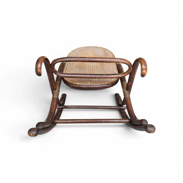 Repose-pieds en bois cintré et en osier modèle 7001 par Michael Thonet pour Thonet / années 1930