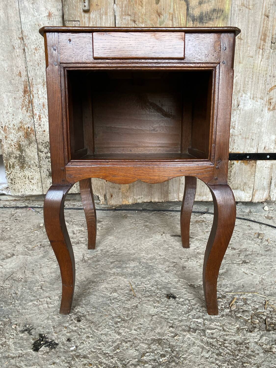 Louis XV Nightstand Table Wood Drawer + 19th Century Oak Vintage Case