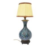 Baluster vase in blue cloisonné enamel mounted in lamp