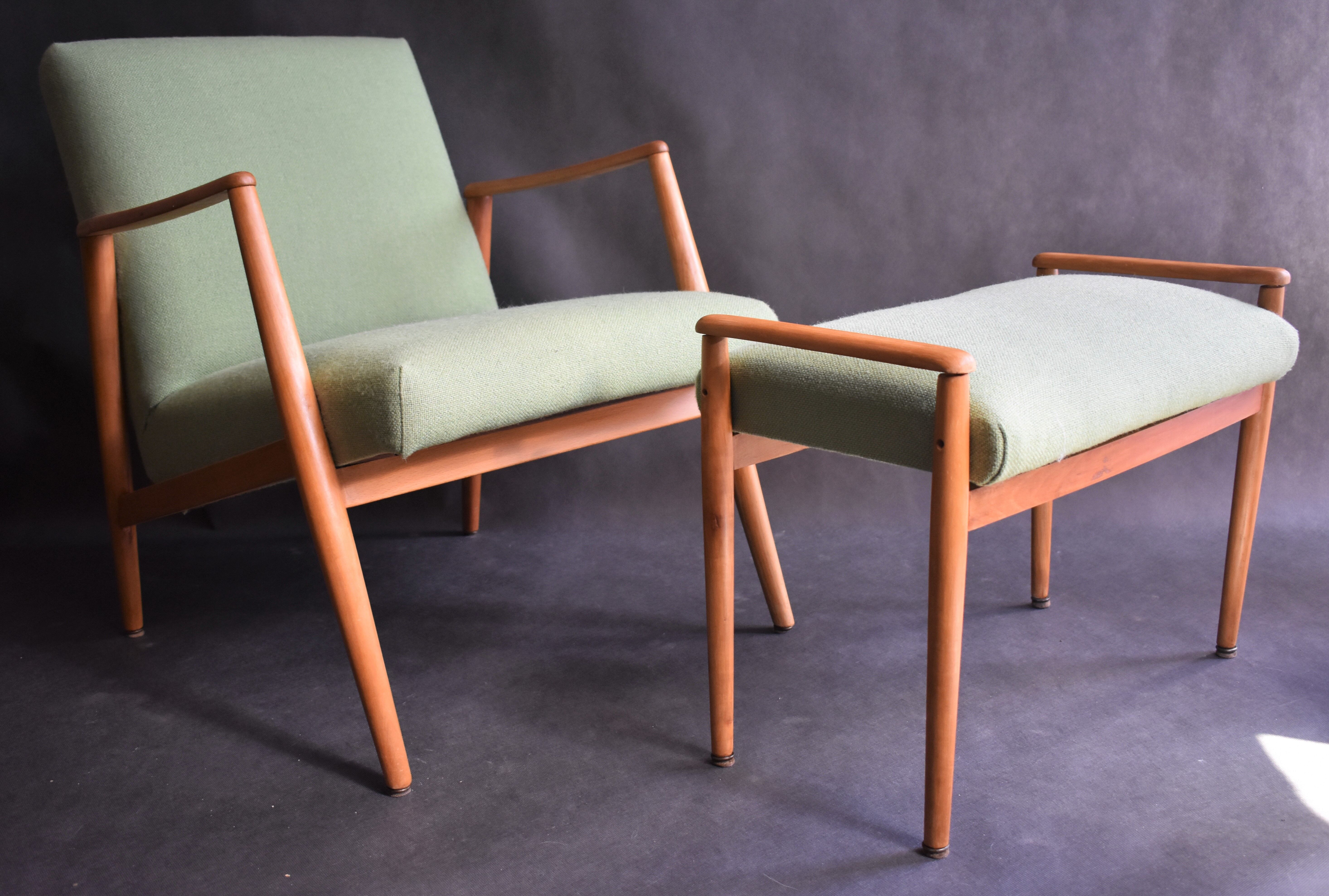 Danish teak armchair & stool, 1970