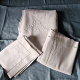 Linen & cotton sheet and pillowcases Beautiful hand-embroidered set