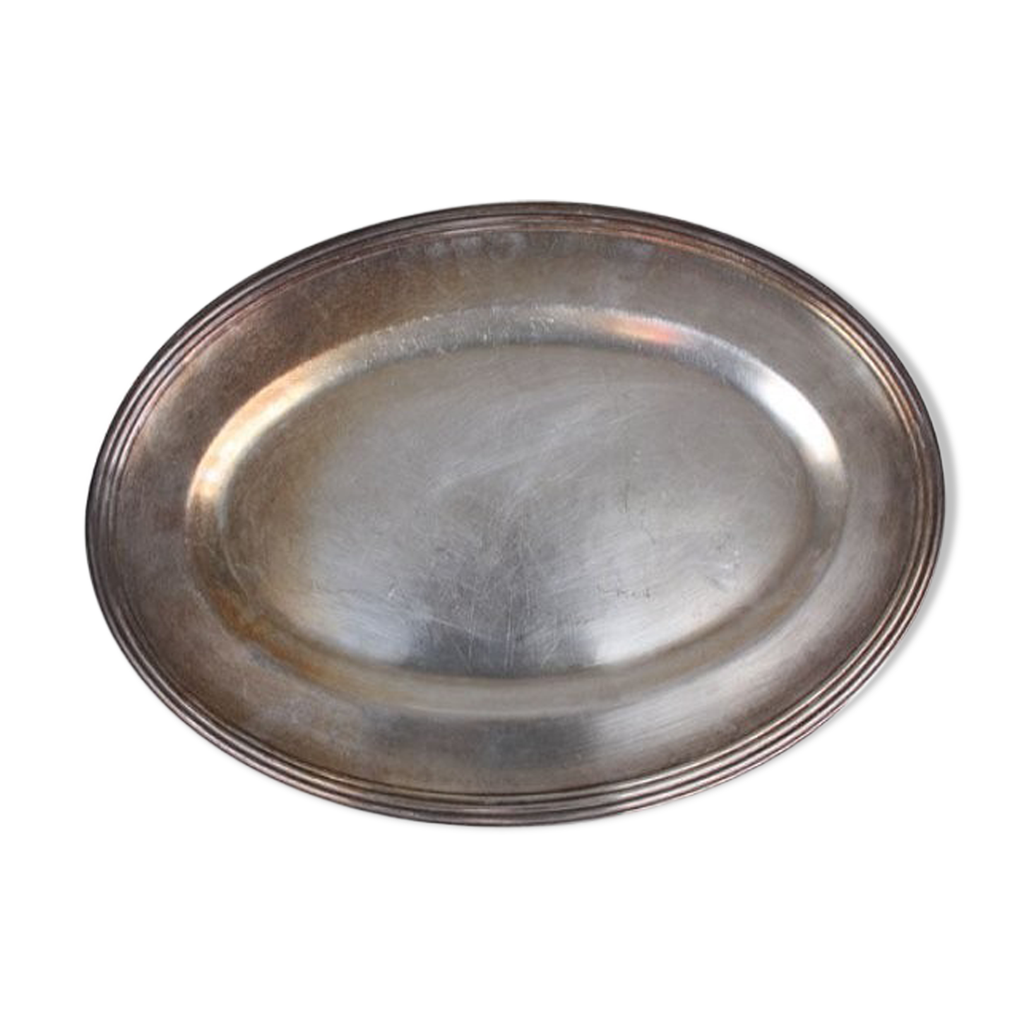 Flat oval silver metal
