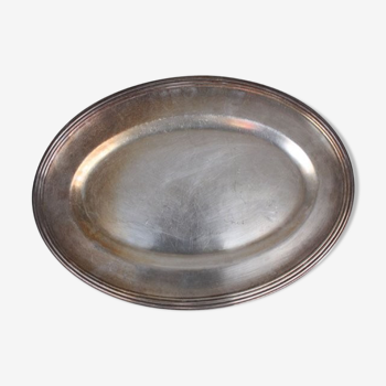 Flat oval silver metal