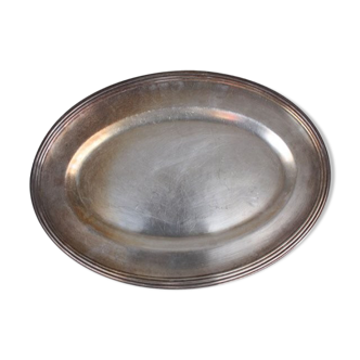 Flat oval silver metal
