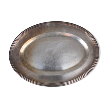 Flat oval silver metal