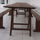 Large table firm threshing trestles benches