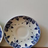 Lot de 2 petites assiettes soucoupe vintage delfts blauw modèle regina made in Holland motif fleurs bleues