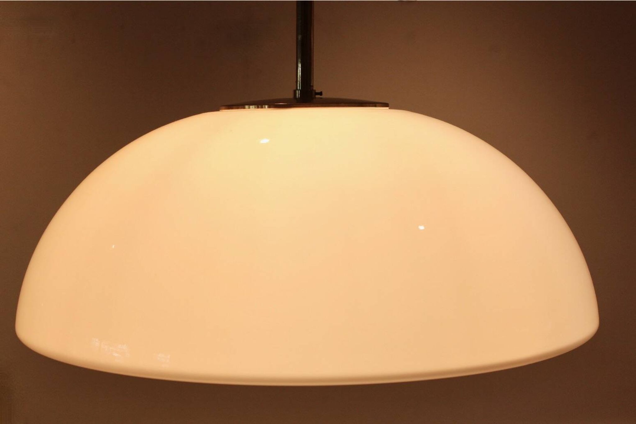 Glashütte Limburg Mushroom Pendant Light in Opal Glass and Brass