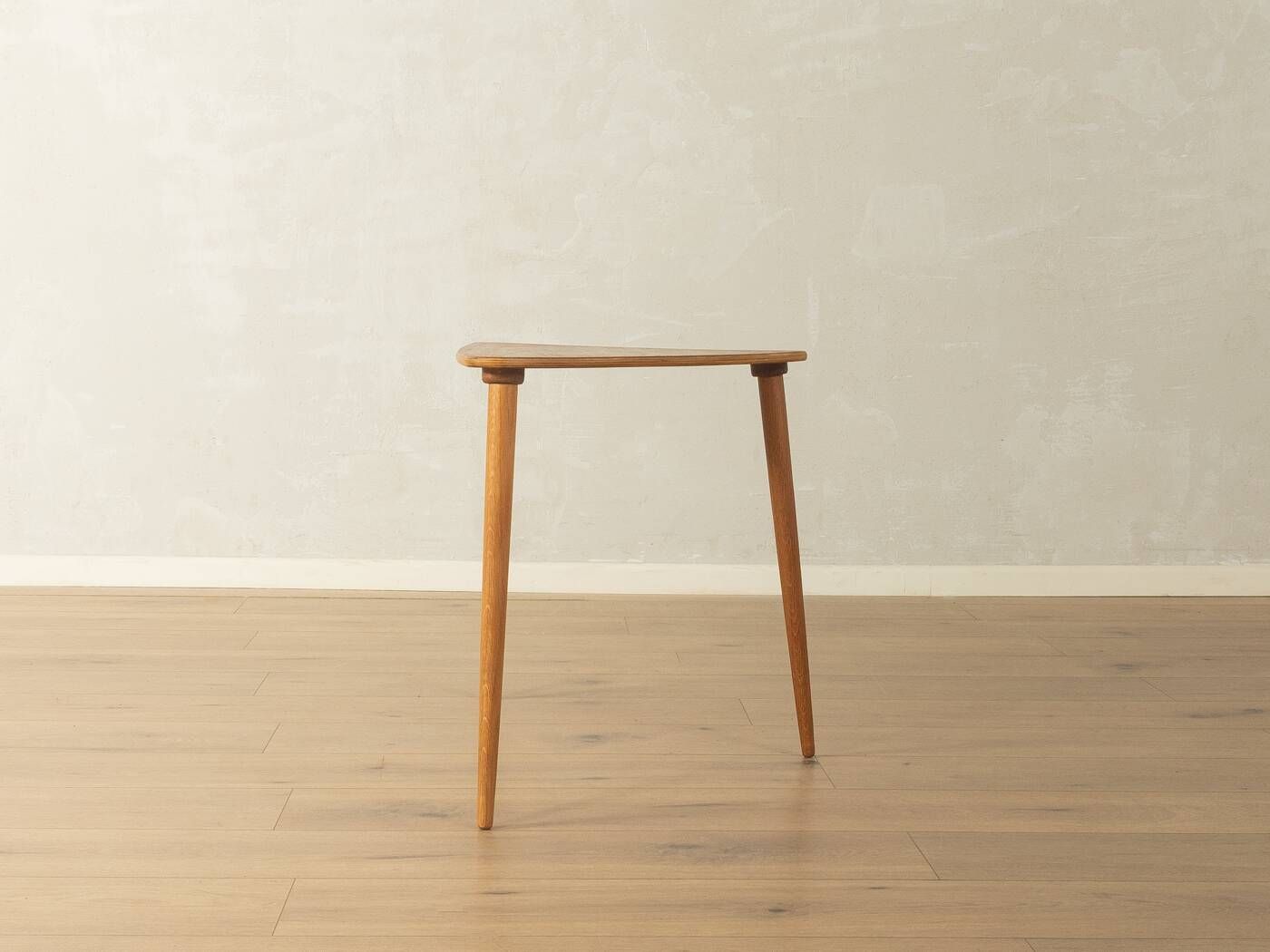 Elegant side table from the 1960s with triangular silhouette, teak wood