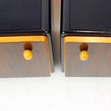 Mid Century Bedside Tables With Glass Tops, Czechoslovakia 1960s